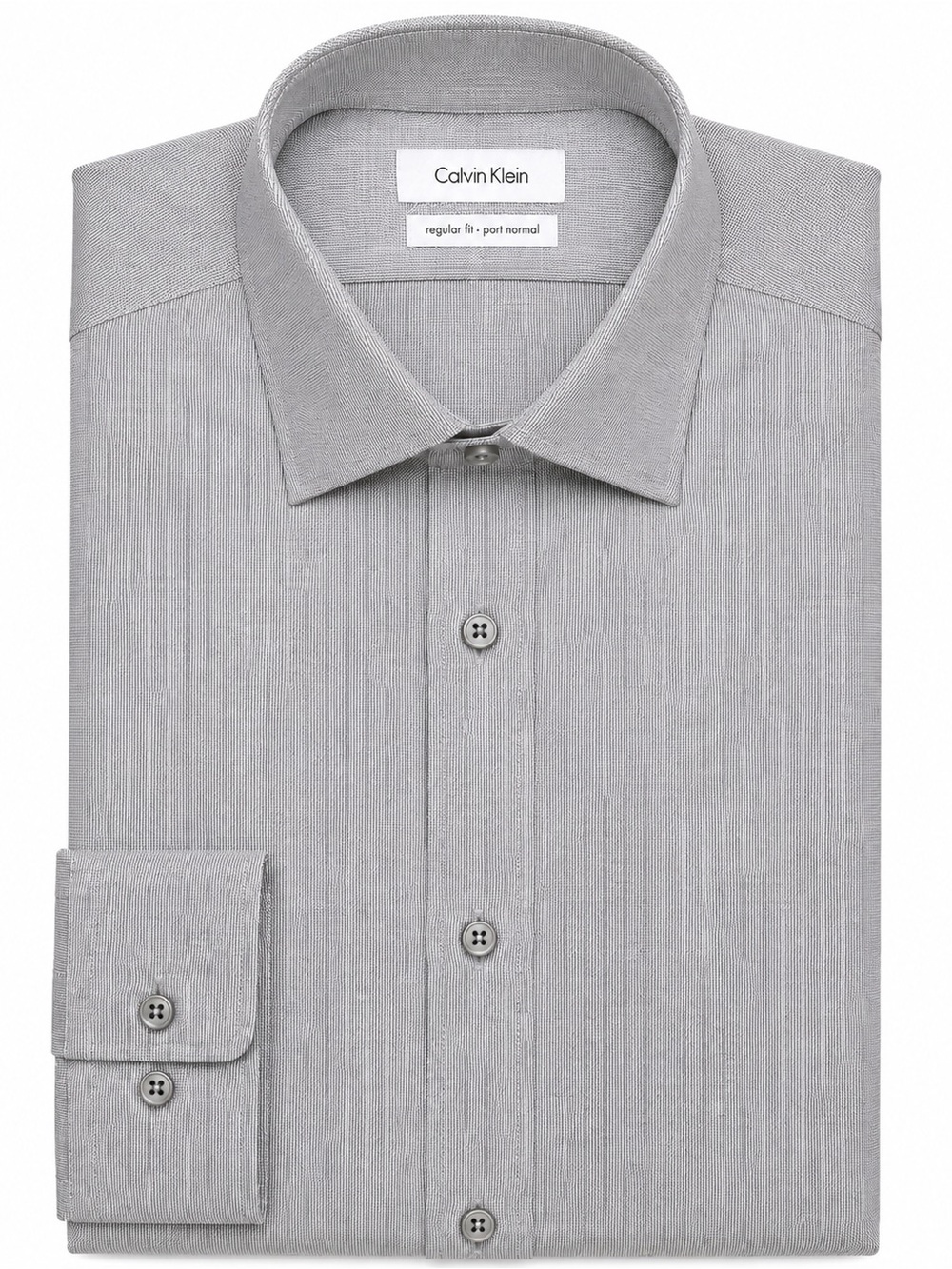 Calvin Klein Light Gray Spread Collar Dress Shirt
